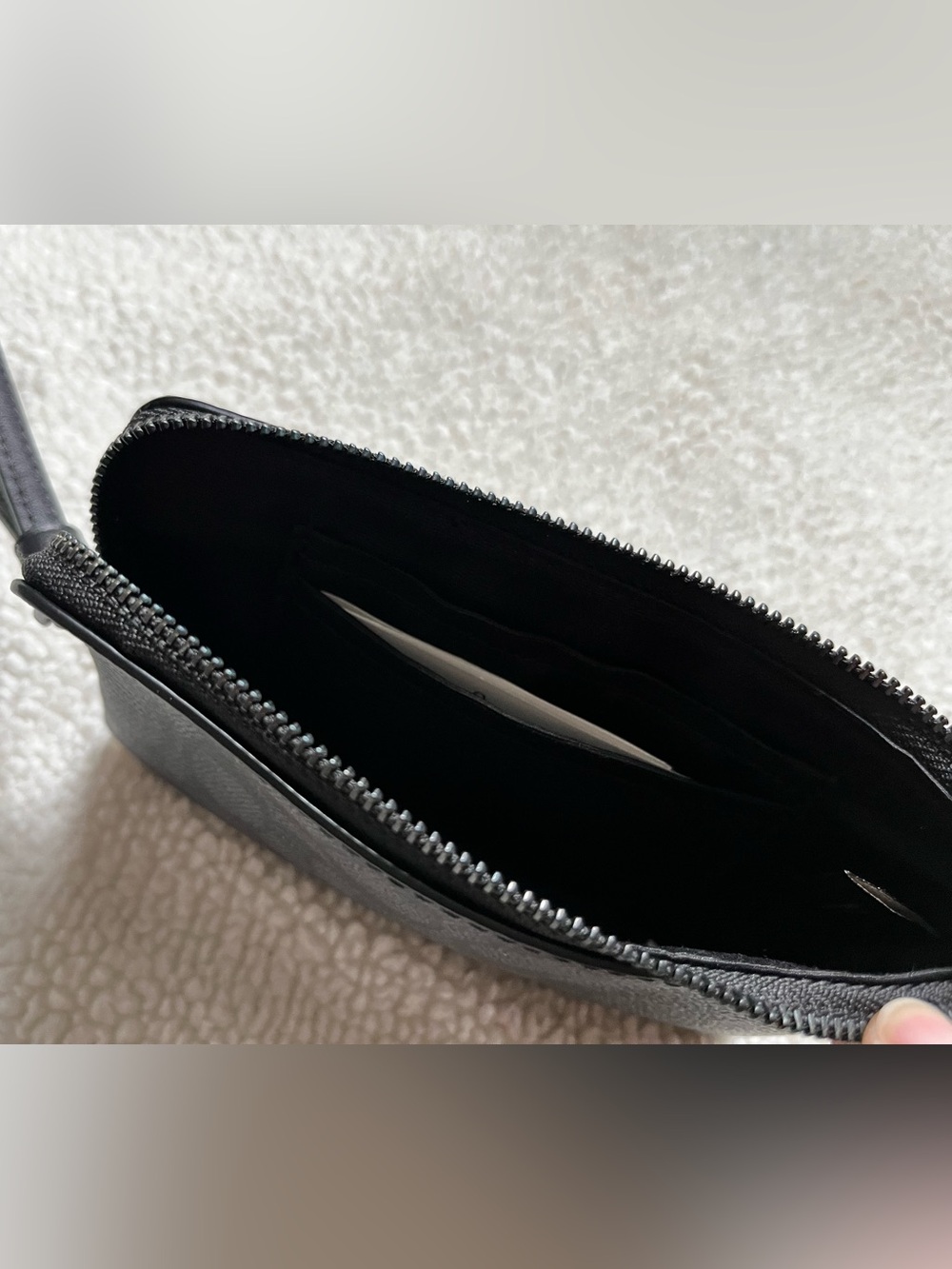 NWT Coach Black Leather Wristlet with Strap - Picture 9 of 11